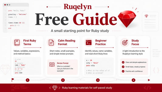 Rugelyn Free Guide for Ruby study on a white background