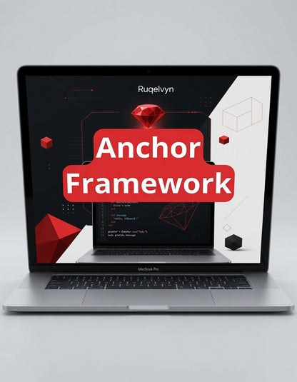 Laptop displaying 'Anchor Framework' on a gray background