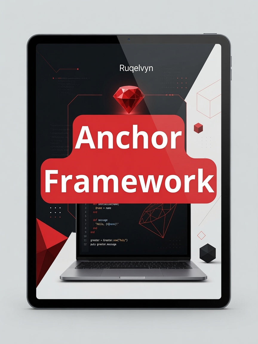 Tablet displaying the 'Anchor Framework' with a red banner on a gray background