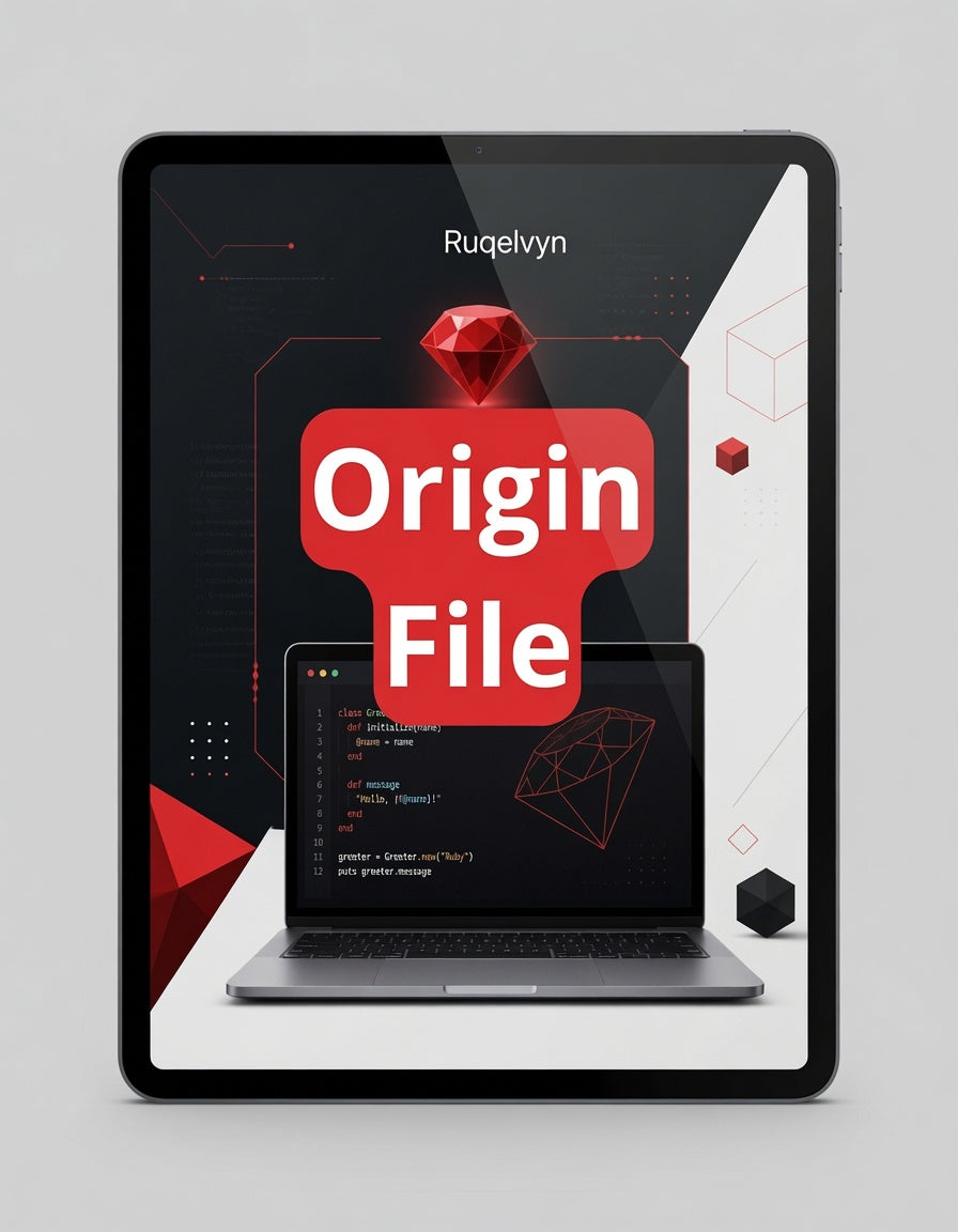Tablet displaying a 'Origin File' app interface with a red diamond icon on a gray background.